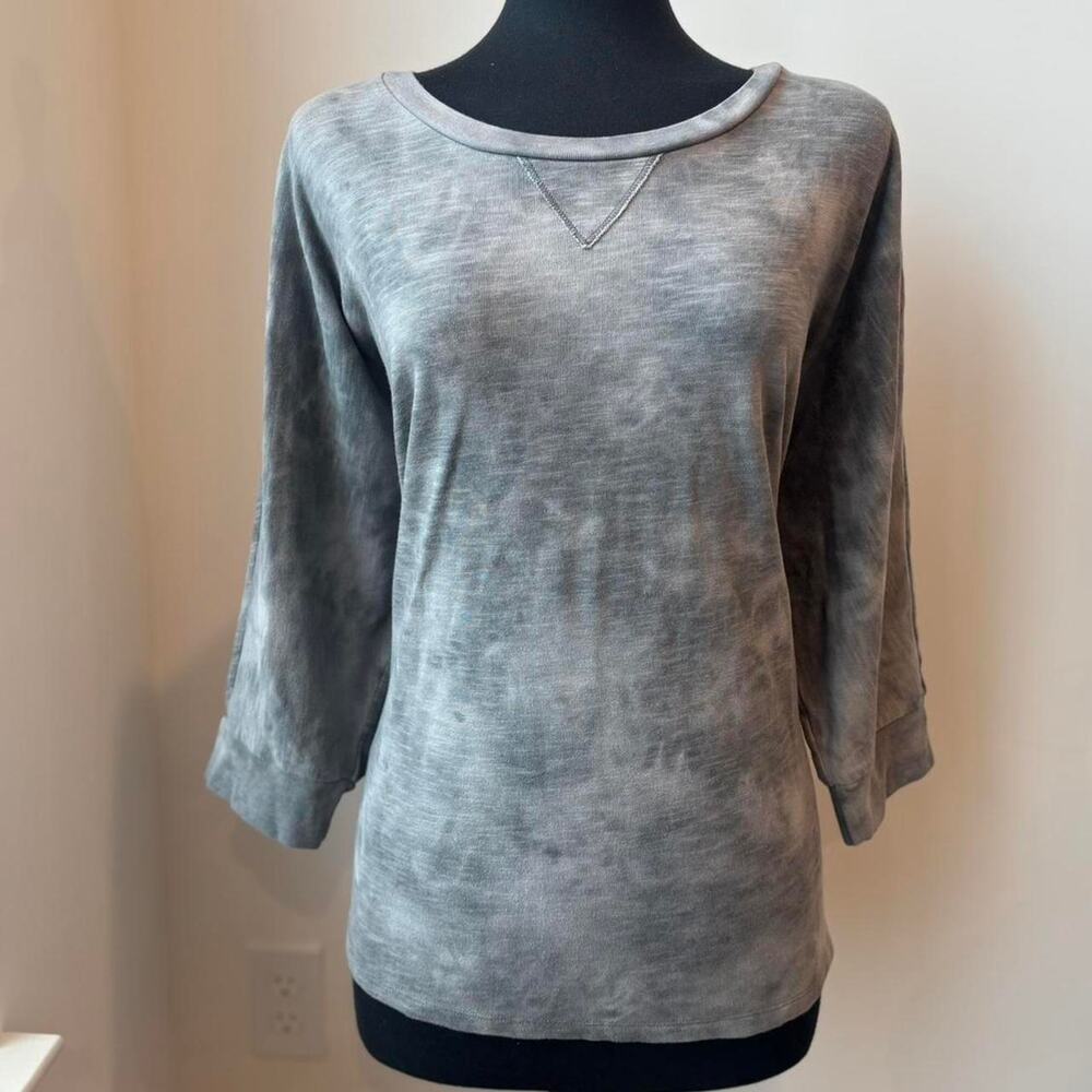 Sonoma Light Gray Tie Dye 3/4 Sleeve Crew Neck Sz 2X NEW